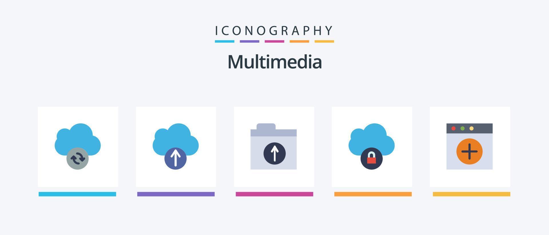 Multimedia Flat 5 Icon Pack inklusive . Hochladen. Neu. App. kreatives Symboldesign vektor