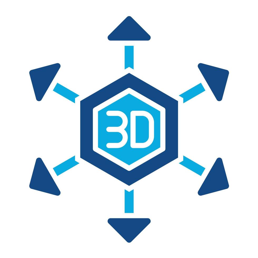 3d modellering glyf två Färg ikon vektor