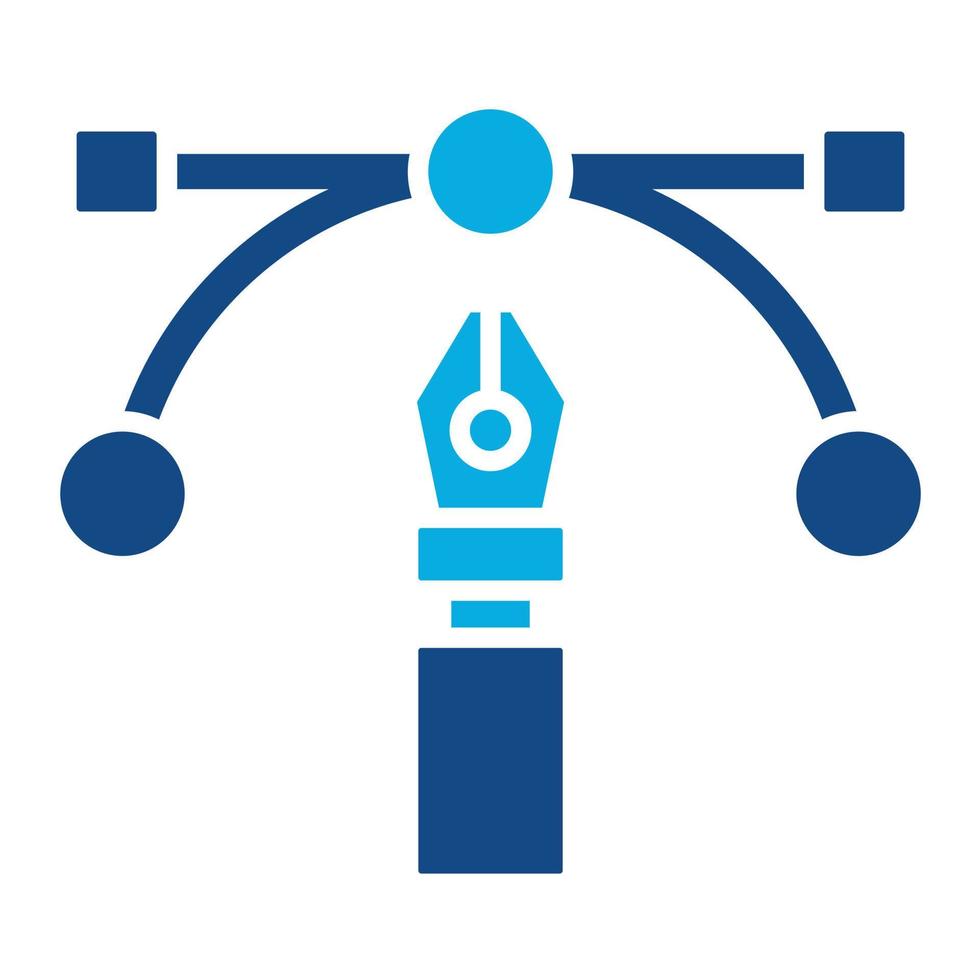 Bogenpunkt und Stift Glyphe zweifarbiges Symbol vektor