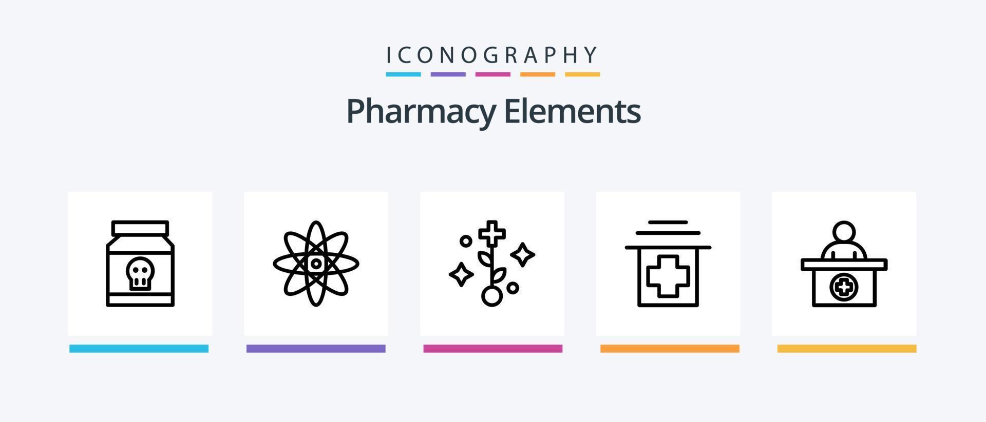apotek element linje 5 ikon packa Inklusive feber. sår. läkemedel. medicinsk. sjukvård. kreativ ikoner design vektor