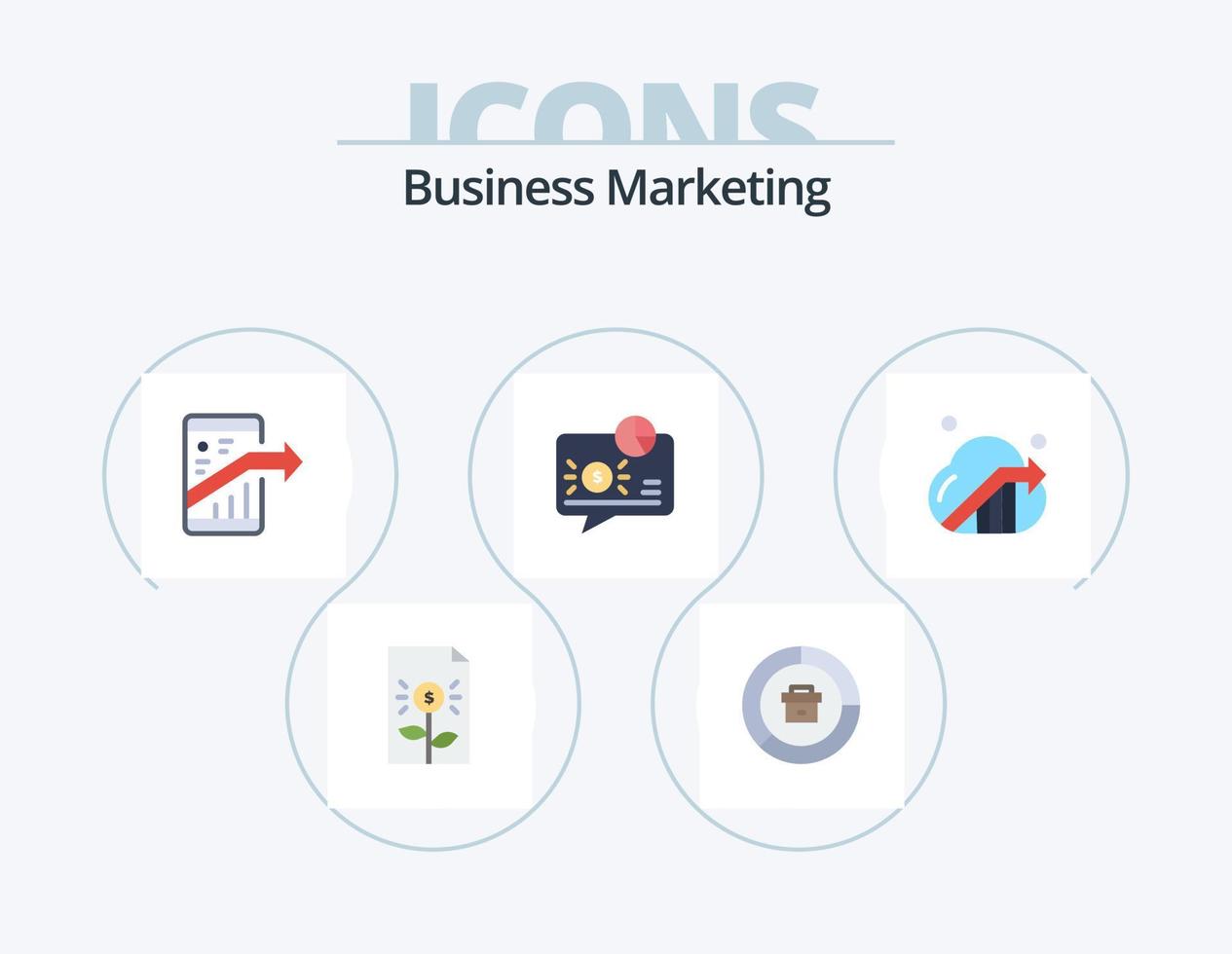 Business-Marketing-Flat-Icon-Pack 5 Icon-Design. Graph. Banken. Graph. Smartphone. Marketing vektor