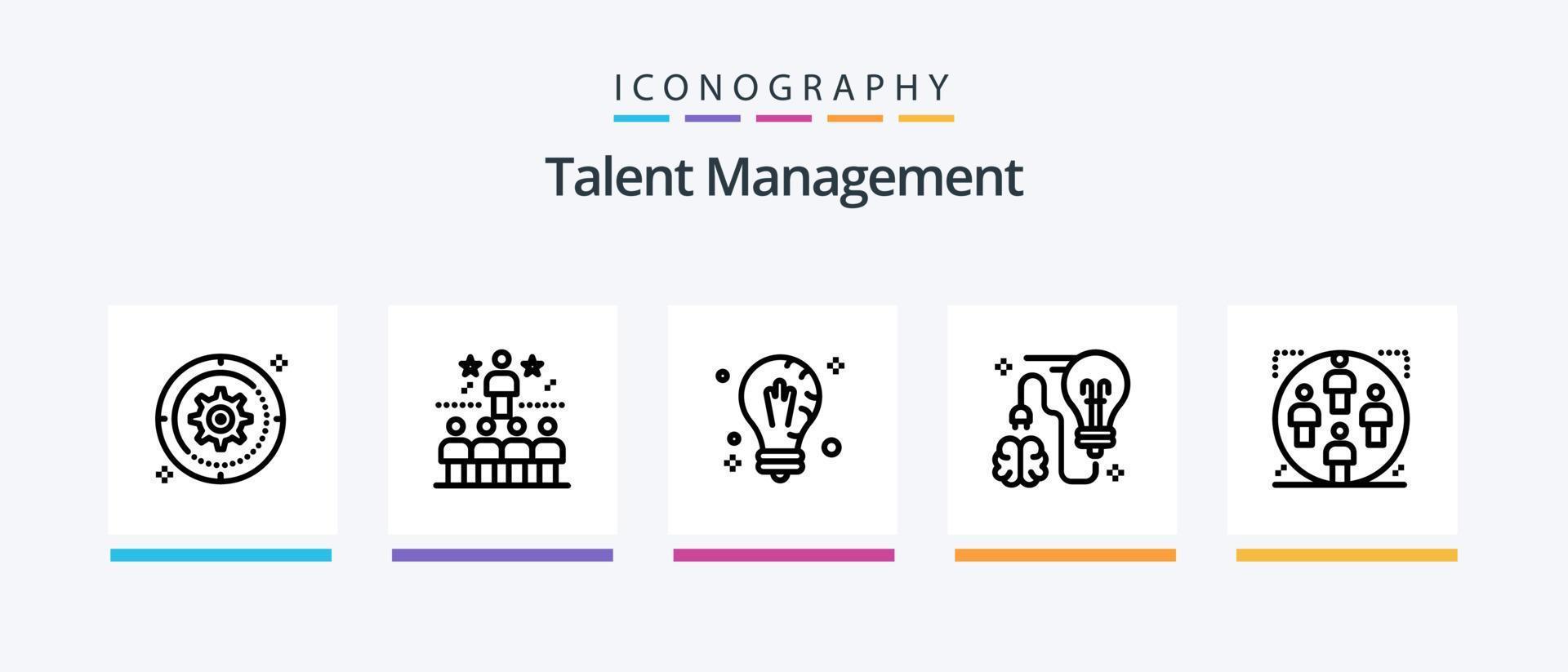 Talent Management Line 5 Icon Pack inklusive Benutzer. Aufgabe. Lösung. Lieferung. Stern. kreatives Symboldesign vektor