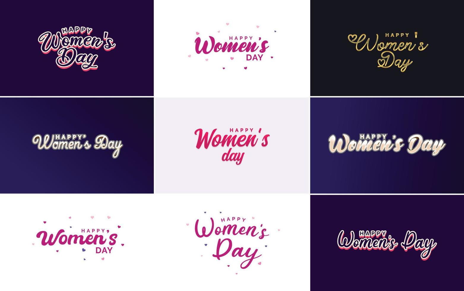 Happy Women's Day Design mit einer realistischen Illustration eines Blumenstraußes und einem Banner mit der Aufschrift 8. März. mit Farbverlauf vektor