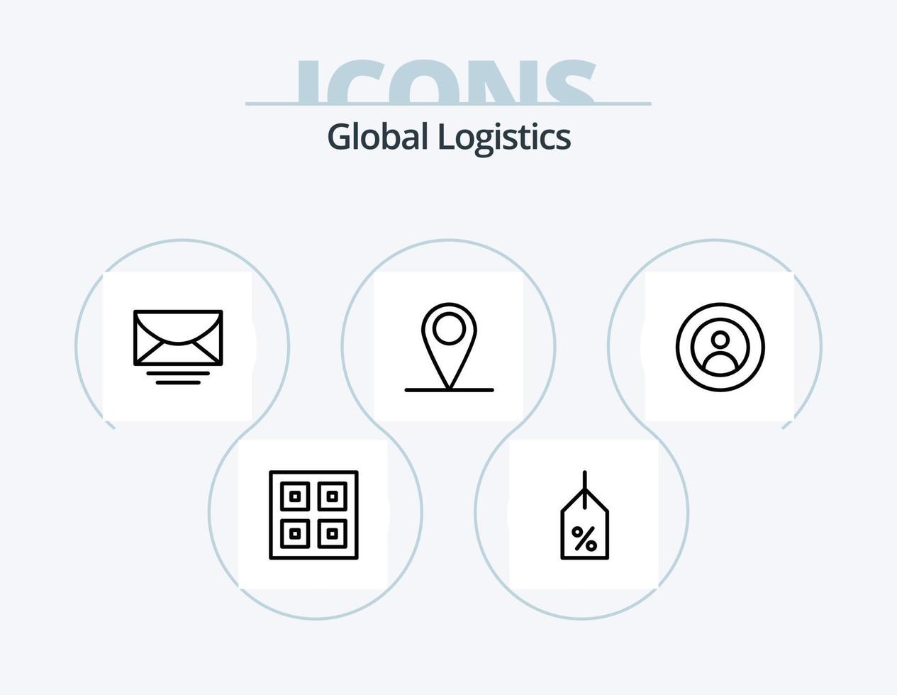 global logistik linje ikon packa 5 ikon design. logistik. låda. dollar mynt. global. e-post vektor