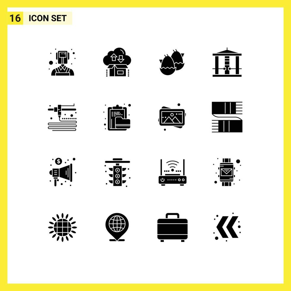 16 fast glyf begrepp för webbplatser mobil och appar utskrift mörda ägg mördare halshuggning redigerbar vektor design element