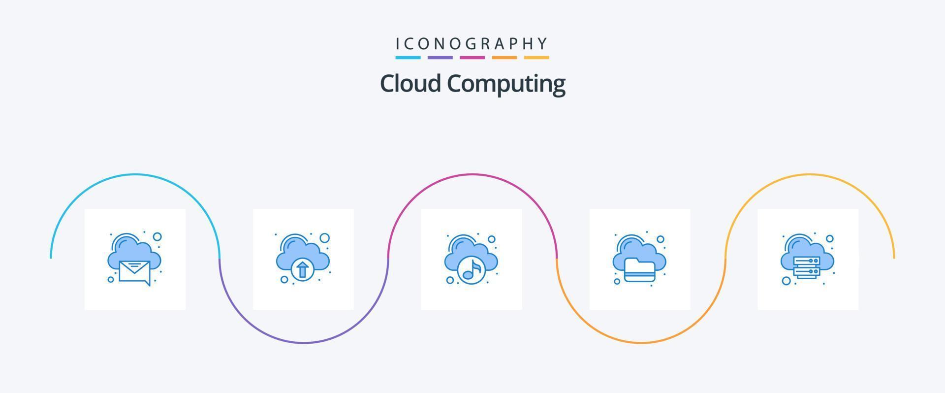 moln datoranvändning blå 5 ikon packa Inklusive server. moln. synkronisera. datoranvändning vektor
