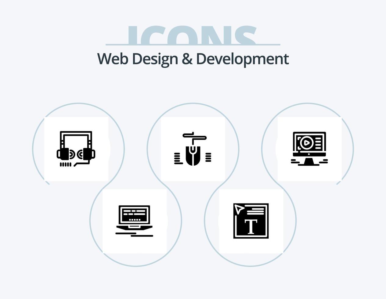 Webdesign und Entwicklung Glyph Icon Pack 5 Icon Design. Design. Maus . Schriftart. seo vektor