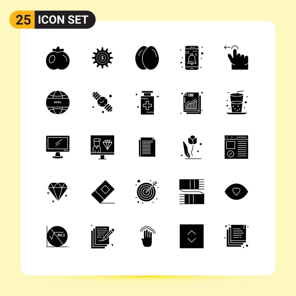 Aktienvektor-Icon-Pack mit 25 Zeilenzeichen und Symbolen für globale Kommunikationsgesten-Ei-Finger-Benachrichtigung editierbare Vektordesign-Elemente vektor