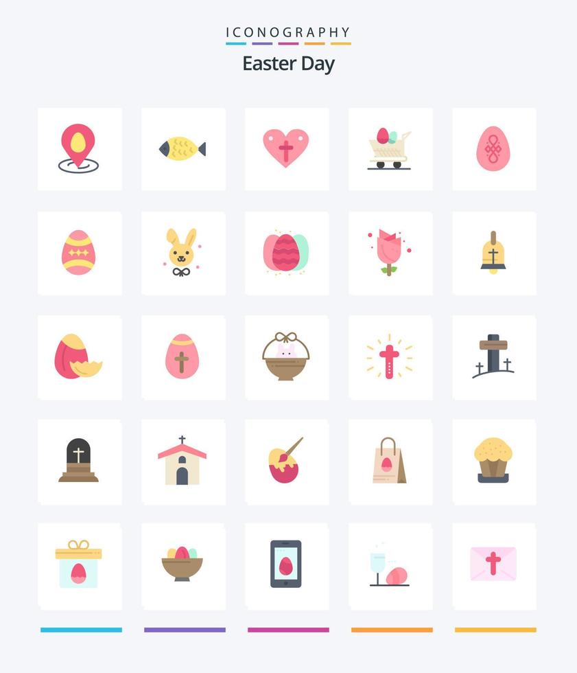 kreativ påsk 25 platt ikon packa sådan som dekoration. handla. hjärta. påsk. vagn vektor