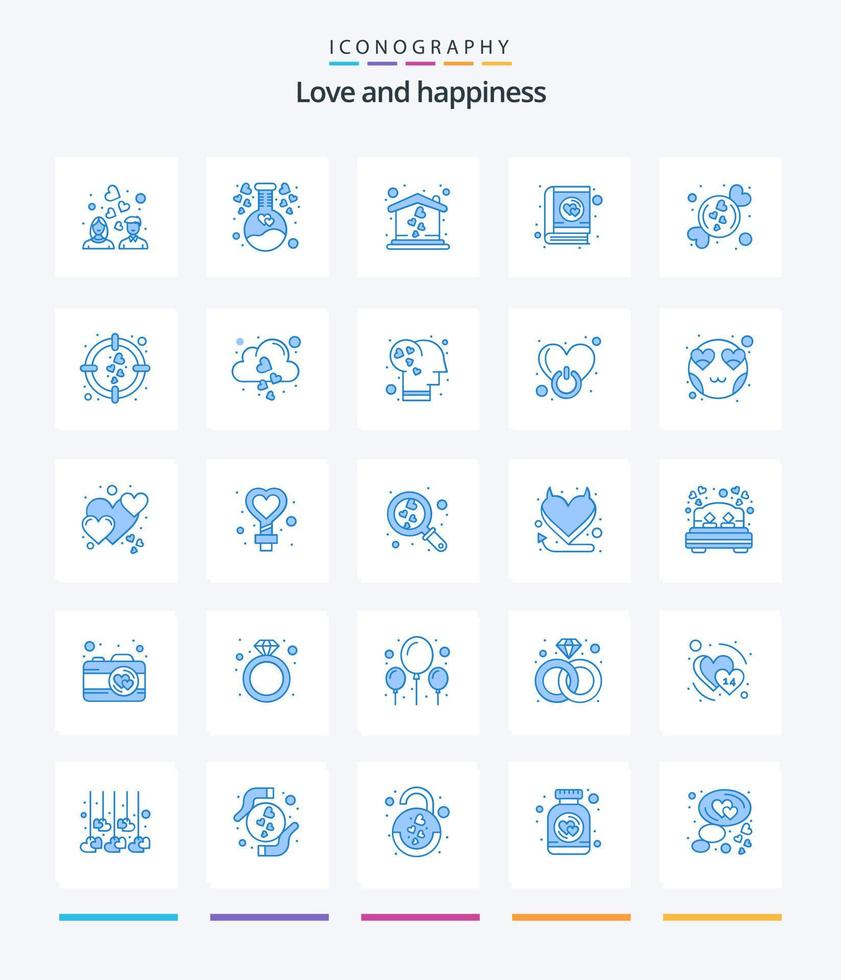 kreative Liebe 25 blau Icon Pack wie romantisch. Süssigkeit. Heimat. Valentinstag. Liebe vektor