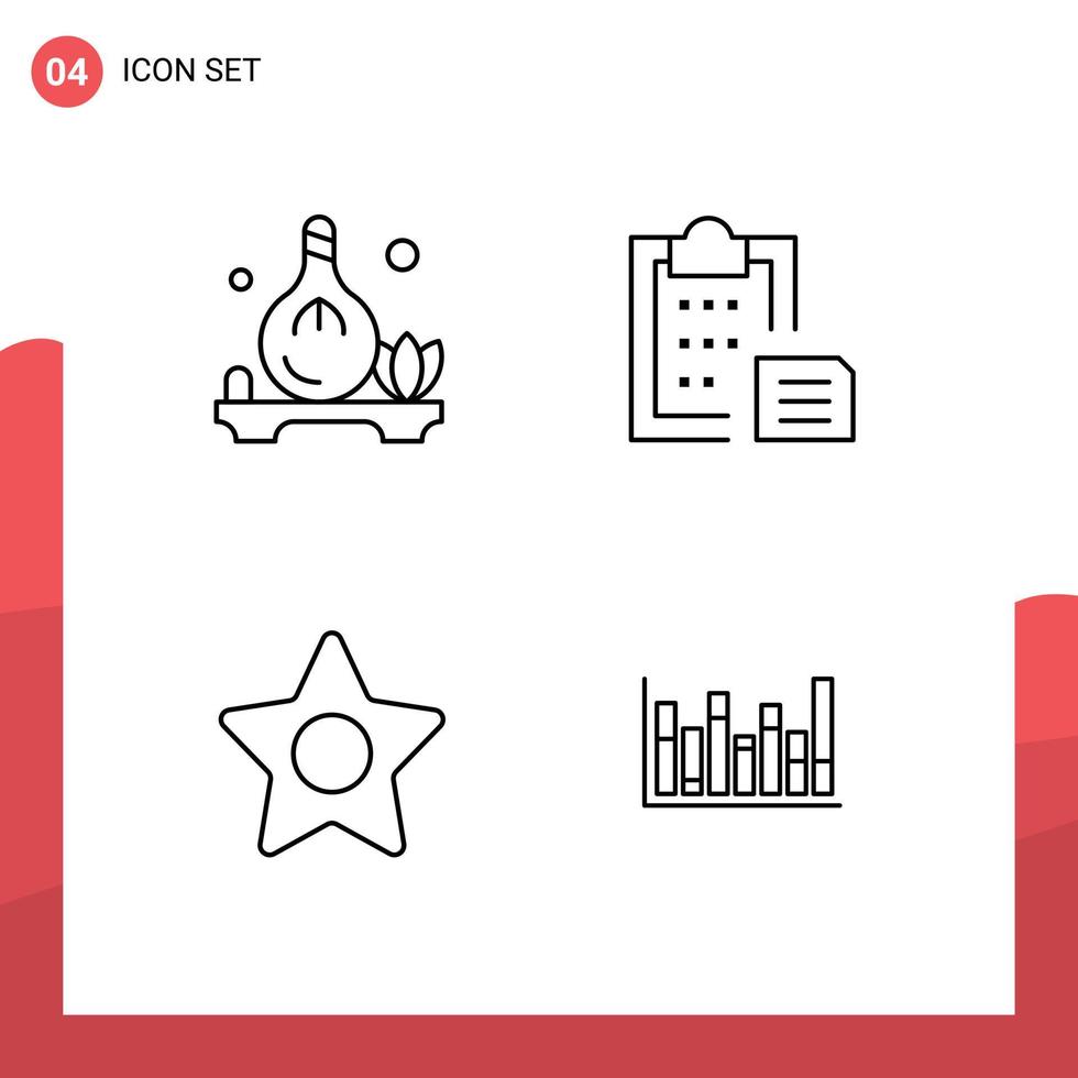 Satz von 4 kommerziellen Filledline-Flachfarbpaketen für bearbeitbare Vektordesign-Elemente des Kräuterstern-Aroma-Interface-Studios vektor