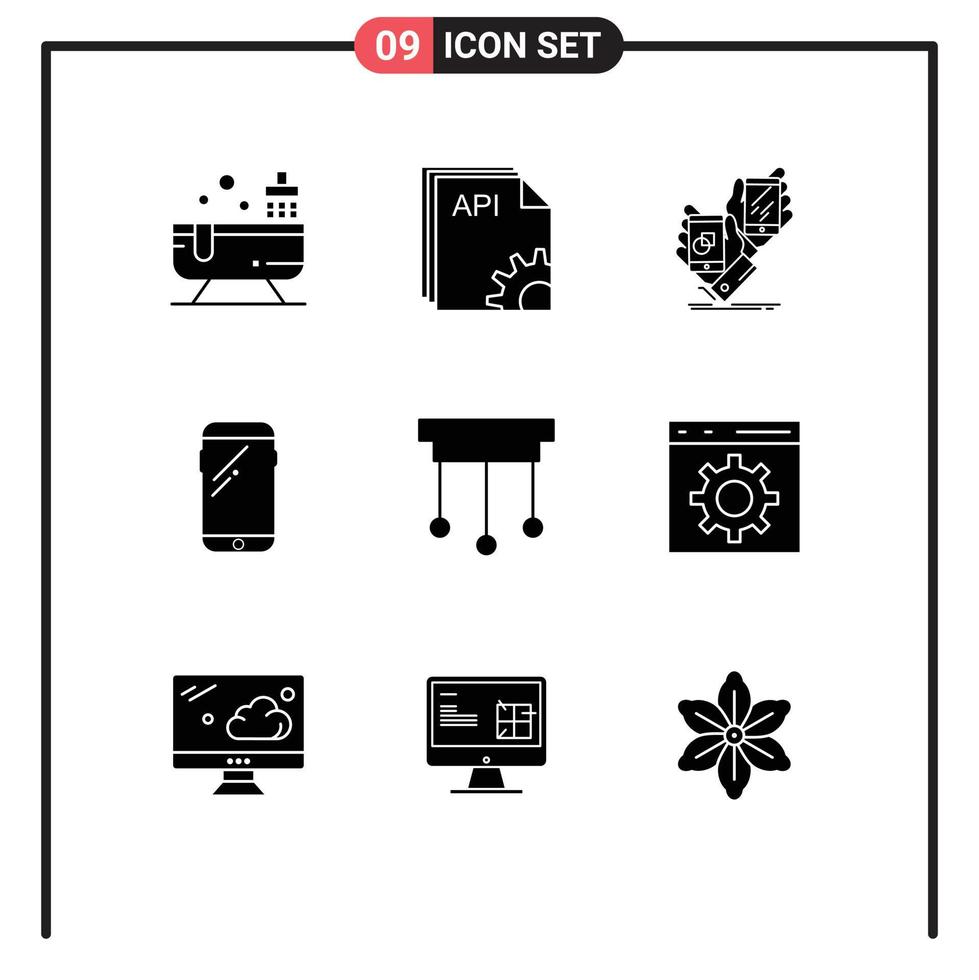 satz von 9 modernen ui-symbolen symbole zeichen für huawei smart phone software telefonplatzierung editierbare vektordesignelemente vektor