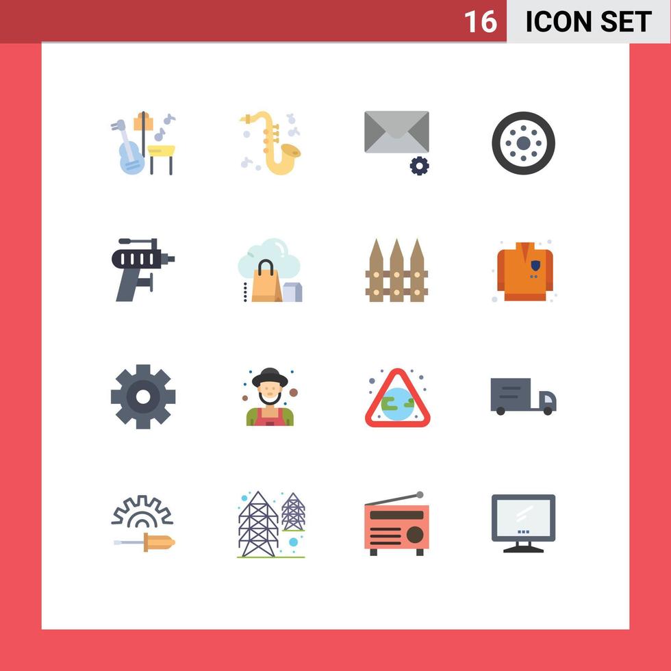 16 universelle flache Farben für Web- und mobile Anwendungen Cloud-Tool-Einstellungen Perforationsräder editierbares Paket kreativer Vektordesign-Elemente vektor