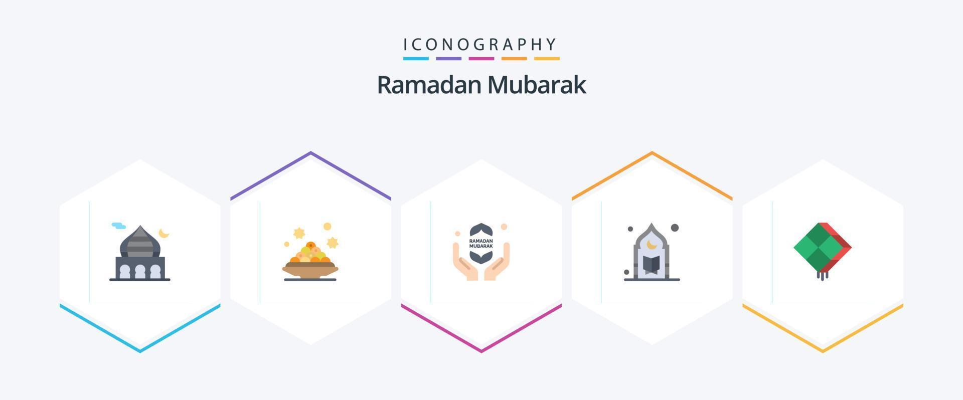 ramadan 25 platt ikon packa Inklusive bön. muslim. ramadan. islam. Ramadhan vektor