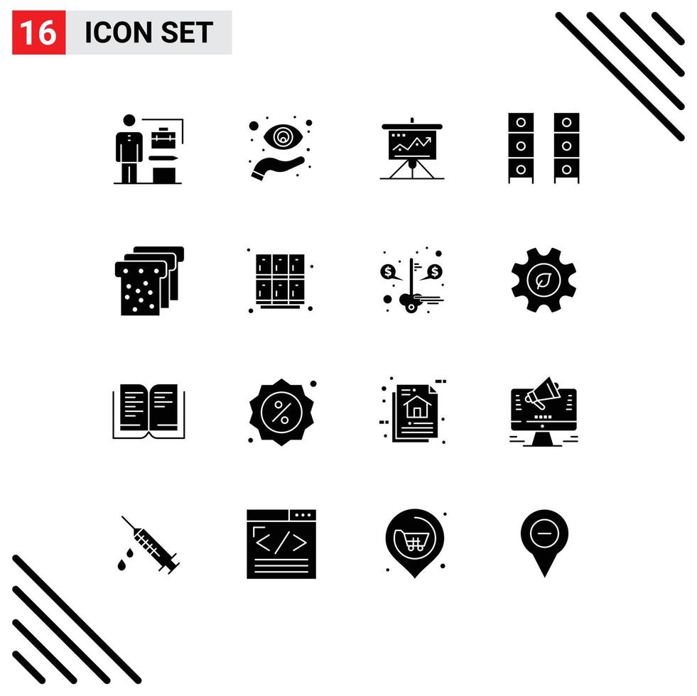 universell ikon symboler grupp av 16 modern fast glyfer av möbel taktik syn Framgång marknadsföring redigerbar vektor design element