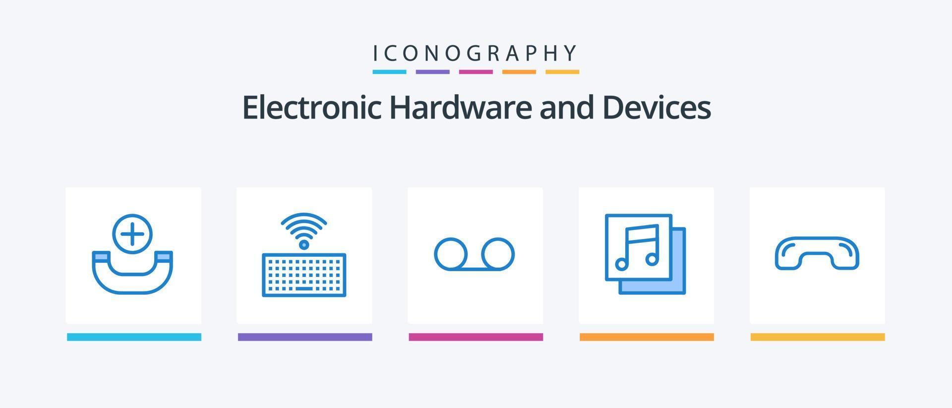enheter blå 5 ikon packa Inklusive . telefon. röst. hänga upp. nedgång. kreativ ikoner design vektor