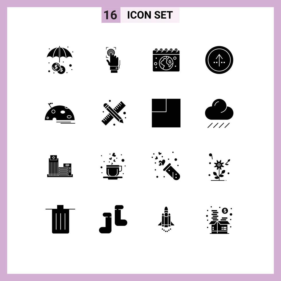 16 kreative Symbole moderne Zeichen und Symbole von Ui-Richtungsscanning-Kreistag editierbare Vektordesign-Elemente vektor