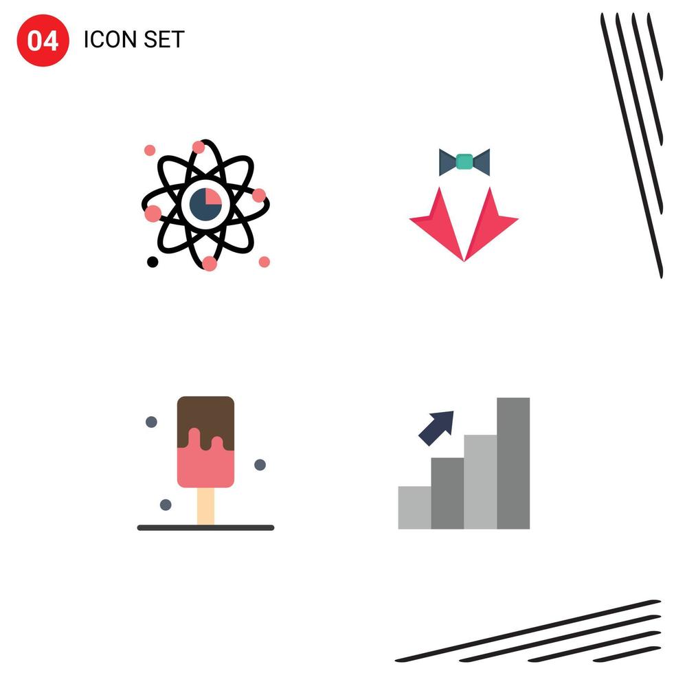 grupp av 4 platt ikoner tecken och symboler för atom slips länk hjärta grädde redigerbar vektor design element