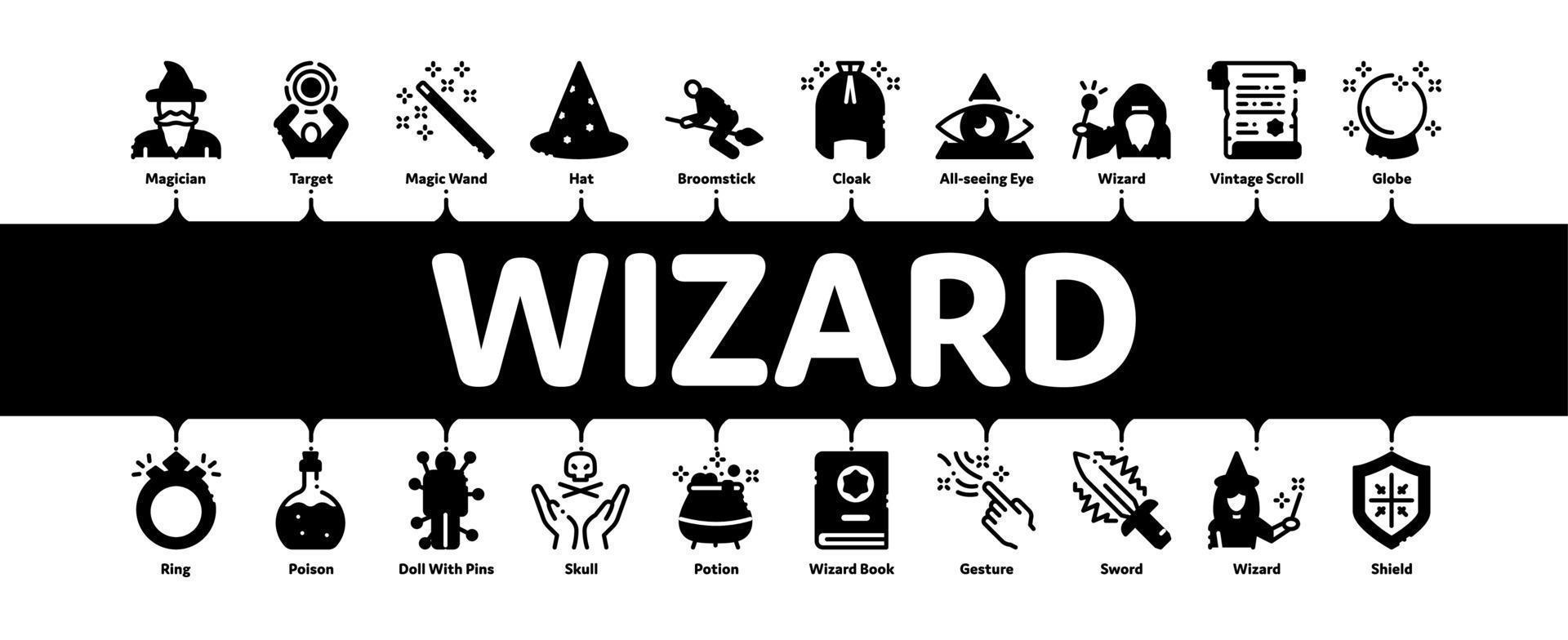 Wizard Magic minimaler Infografik-Banner-Vektor vektor