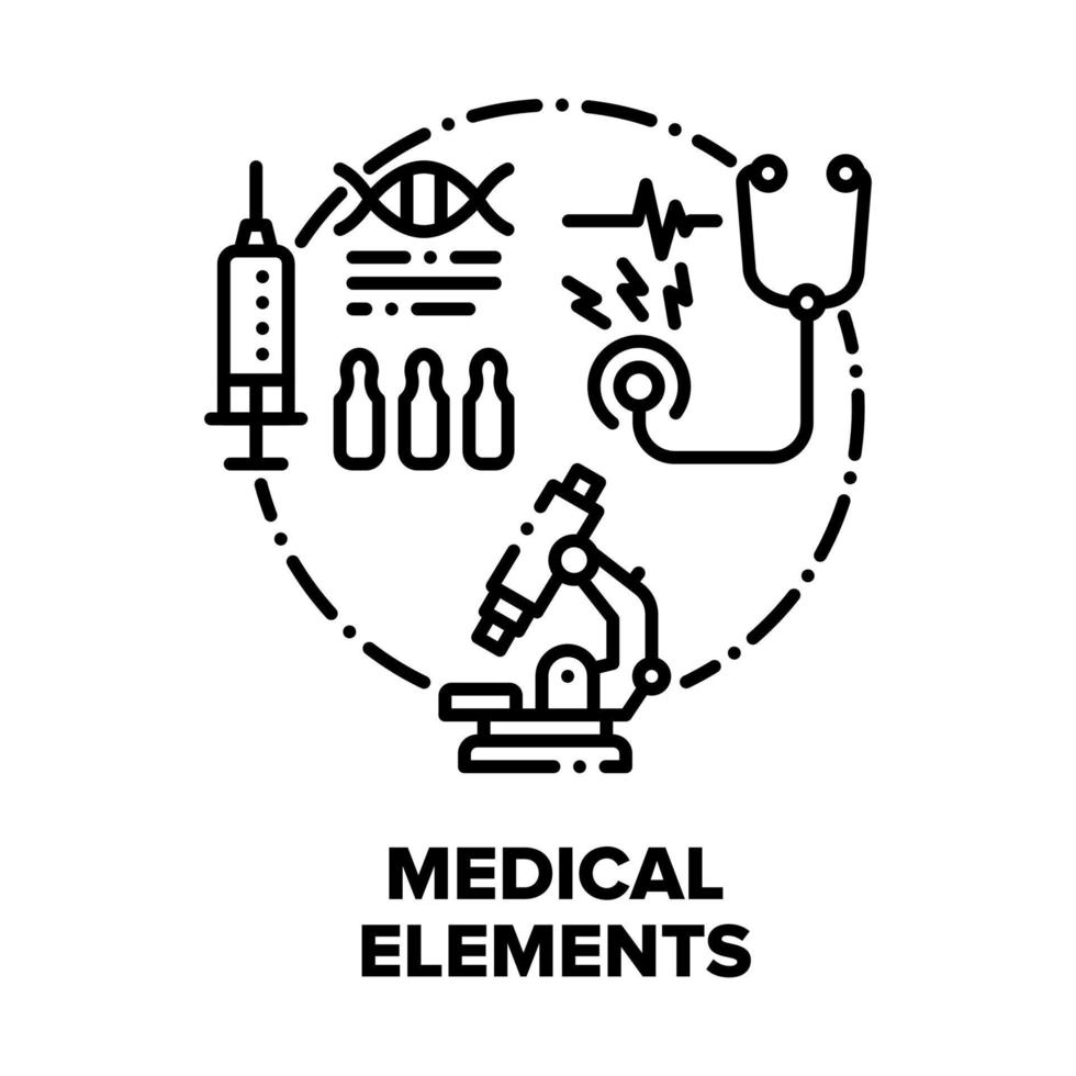 medicinsk element vektor begrepp svart illustrationer