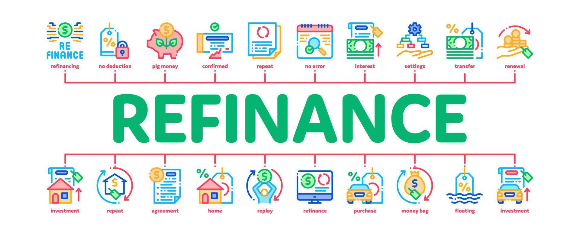 Finanzieller minimaler Infografik-Banner-Vektor zu refinanzieren vektor