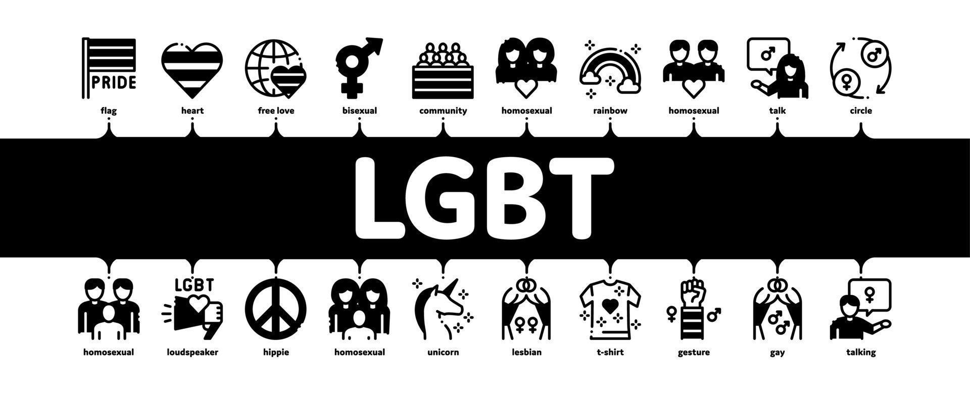 HBTQ homosexuell Gay minimal infographic baner vektor