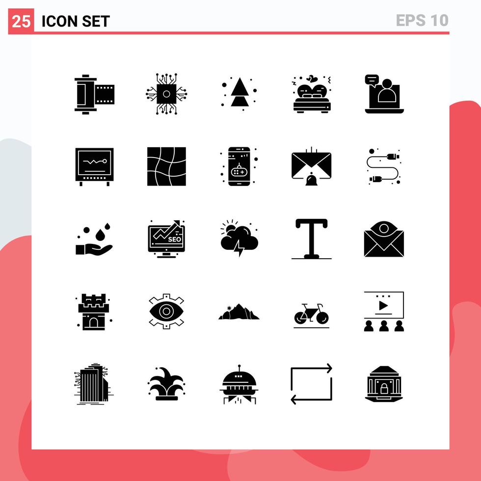 uppsättning av 25 vektor fast glyfer på rutnät för företag valentine teknologi kärlek riktning redigerbar vektor design element
