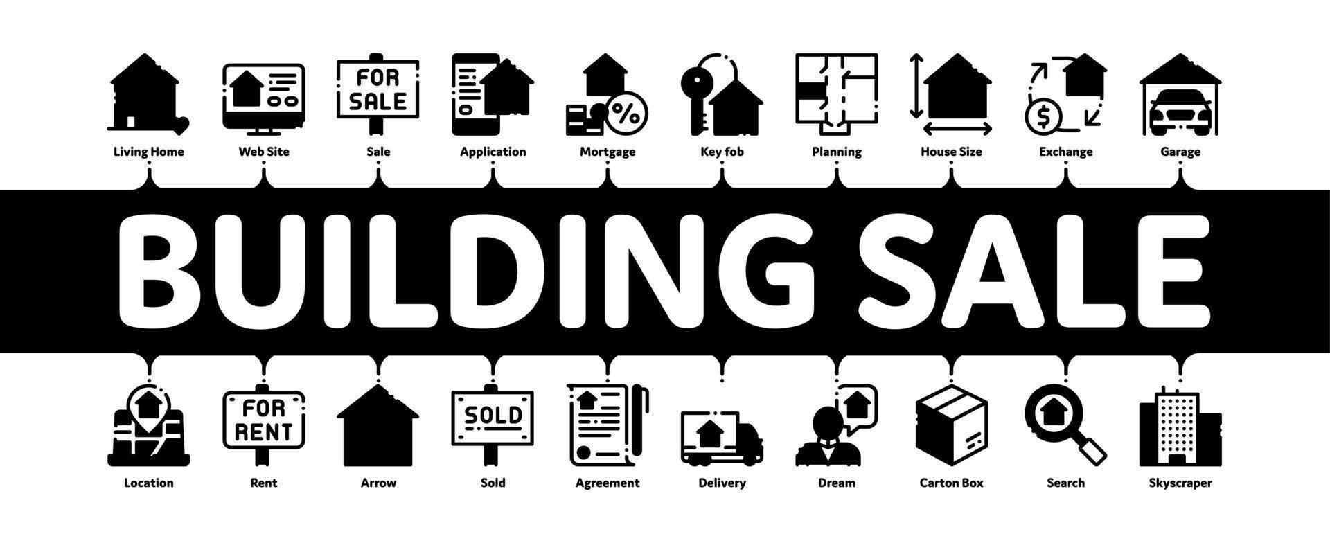 byggnad hus försäljning minimal infographic baner vektor