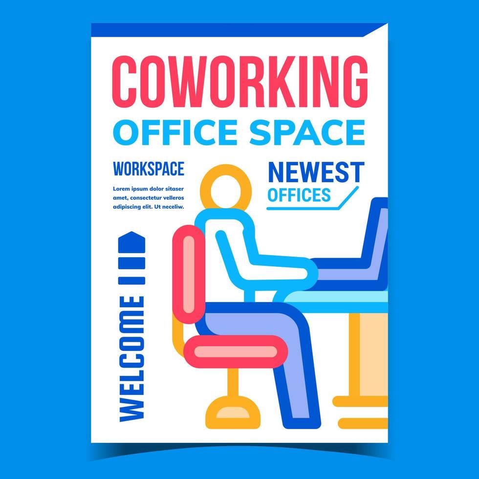 Werbeplakatvektor für Coworking-Büroflächen vektor