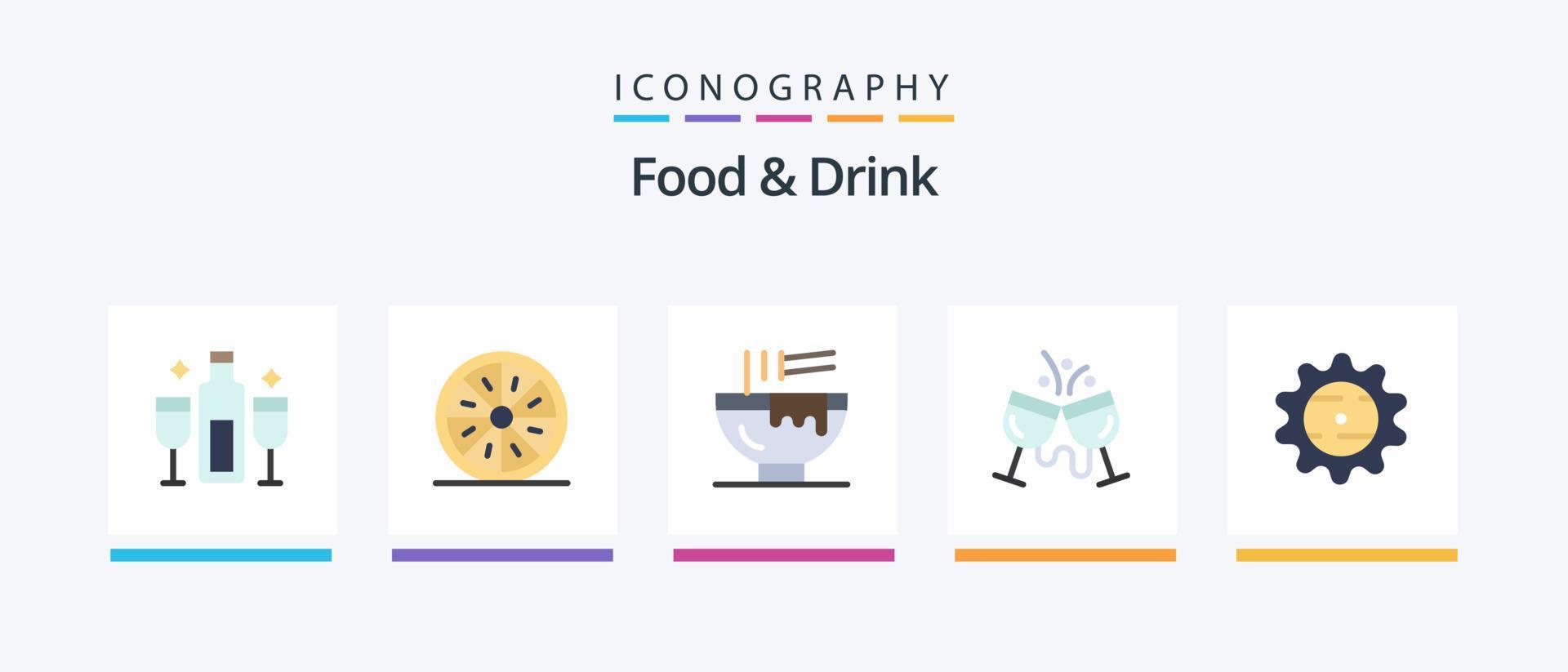 Essen und Trinken Flat 5 Icon Pack inklusive Cocktail. Cafe. Orange. Küche. Fast Food. kreatives Symboldesign vektor