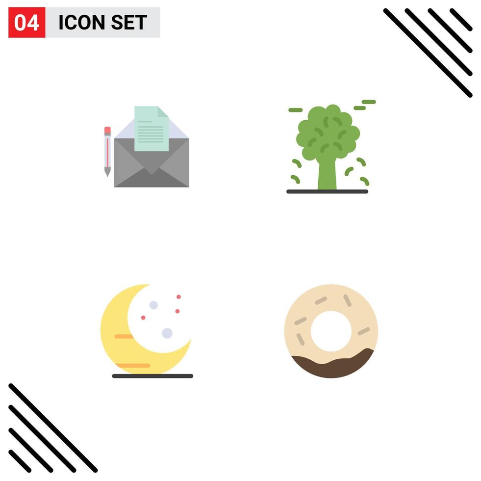 uppsättning av 4 vektor platt ikoner på rutnät för post jordbruk brev kanada natt redigerbar vektor design element
