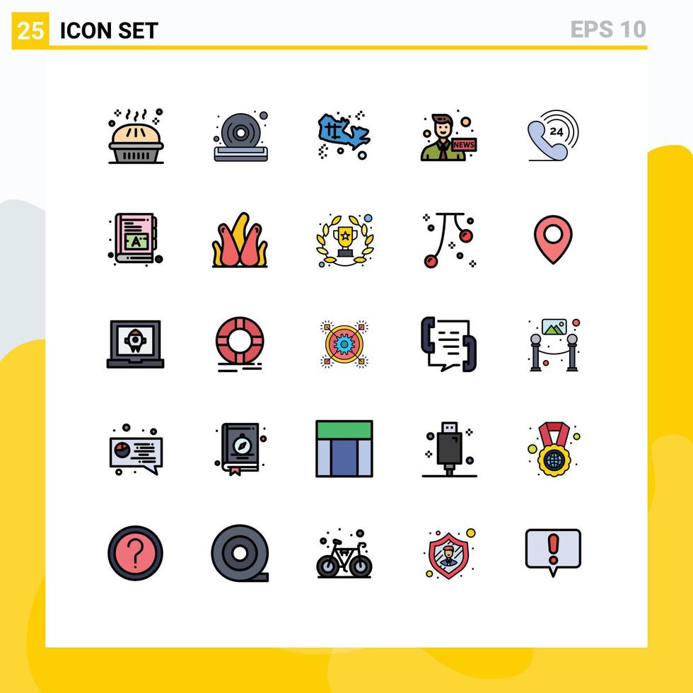 uppsättning av 25 modern ui ikoner symboler tecken för telefon media spelare kommunikation värld redigerbar vektor design element
