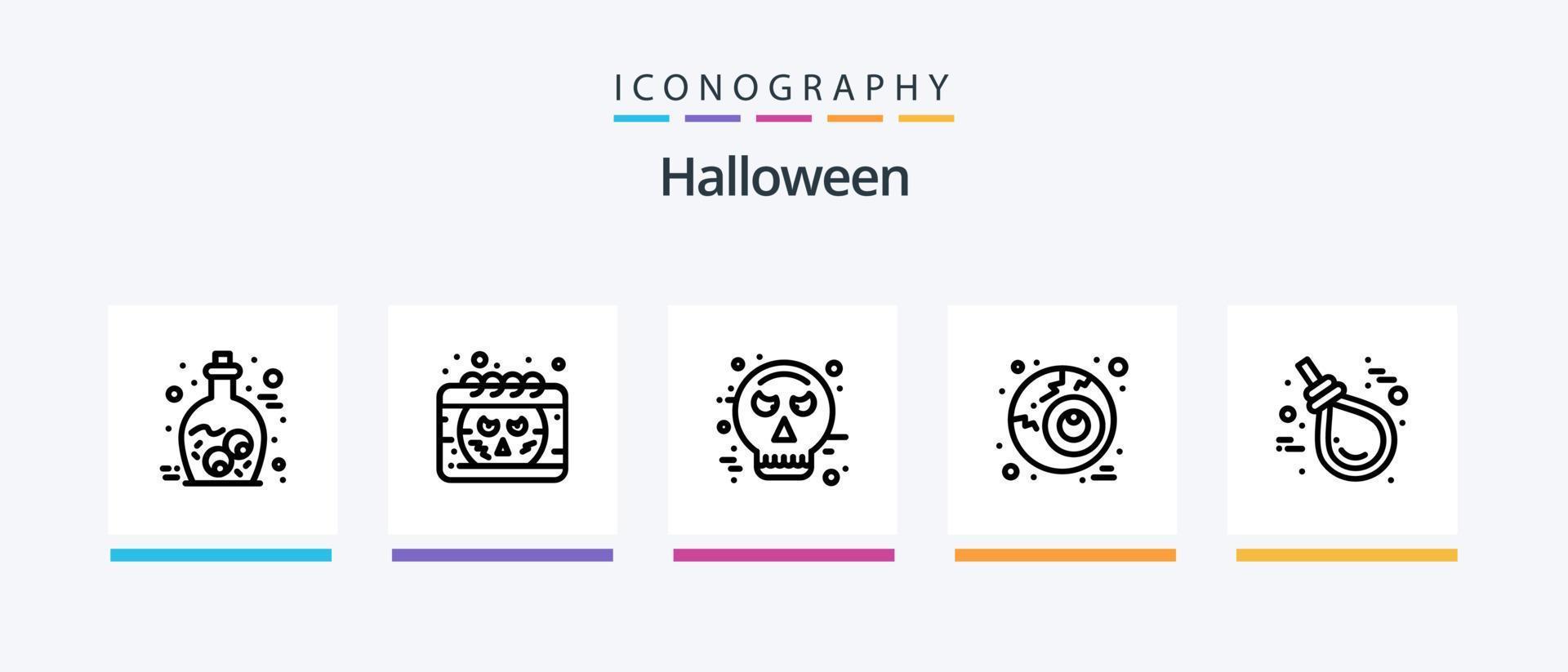 Halloween Line 5 Icon Pack inklusive Kessel. Vampir. Benutzerbild. Gebiss. Halloween. kreatives Symboldesign vektor