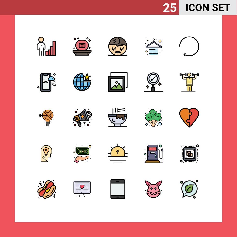 piktogram uppsättning av 25 enkel fylld linje platt färger av medurs mode tvål kläder kläder redigerbar vektor design element
