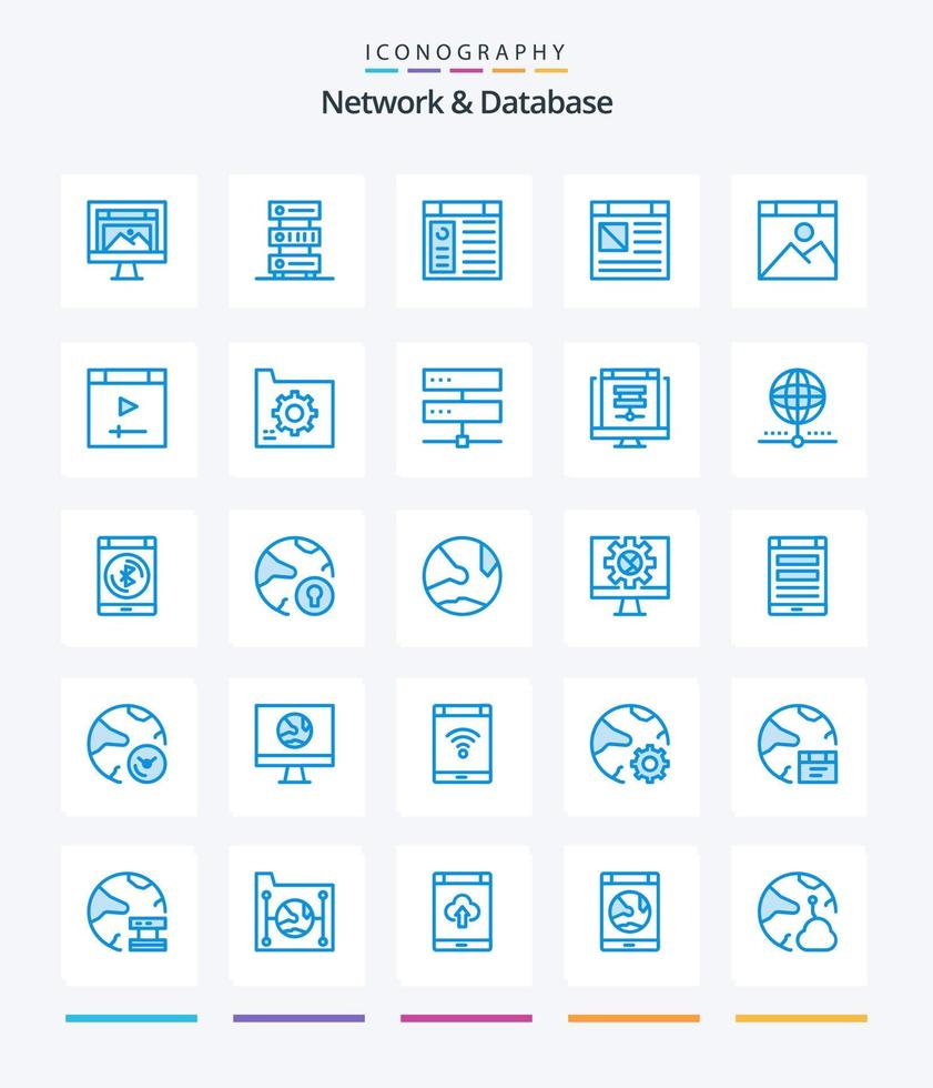 kreativ nätverk och databas 25 blå ikon packa sådan som databas. ansluta. server. . sida vektor