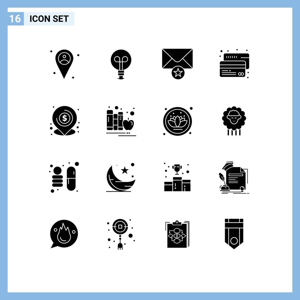 uppsättning av 16 kommersiell fast glyfer packa för plats lån stjärna låna betalning redigerbar vektor design element