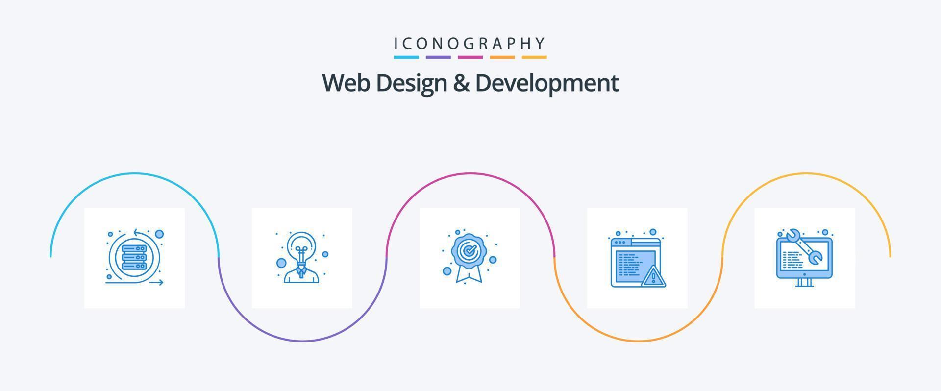 webb design och utveckling blå 5 ikon packa Inklusive webb utveckling. programvara. bäst kvalitet. kodning. browser vektor