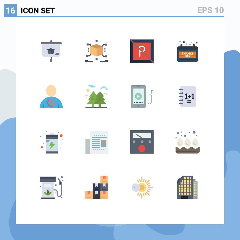 modern uppsättning av 16 platt färger pictograph av blockerad tack dag Nej dag kalender redigerbar packa av kreativ vektor design element