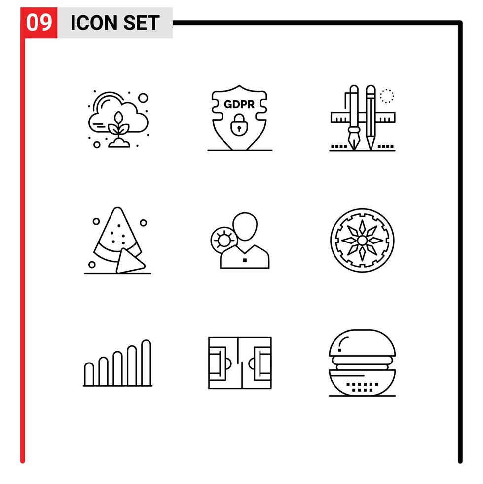 modern uppsättning av 9 konturer och symboler sådan som effektivitet dryck stationär mat teckning redigerbar vektor design element