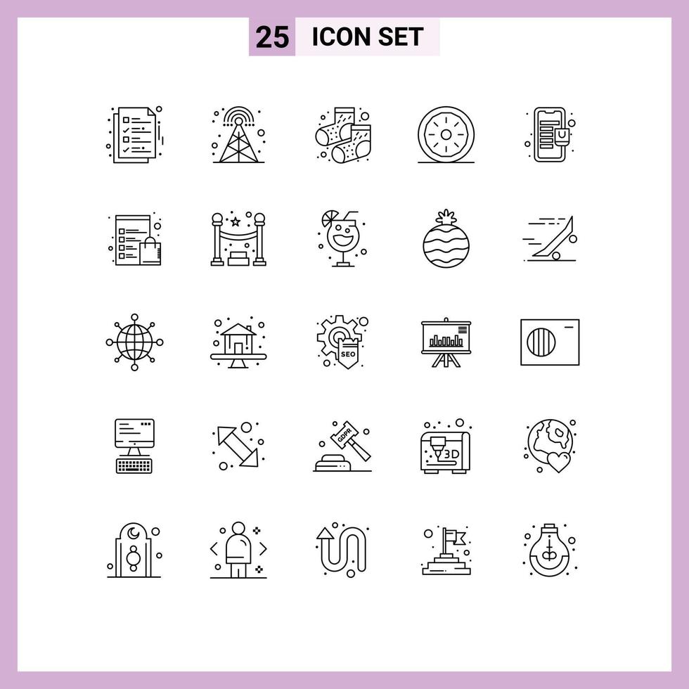 25 kreativ ikoner modern tecken och symboler av väska pumpa paj torn paj bageri redigerbar vektor design element