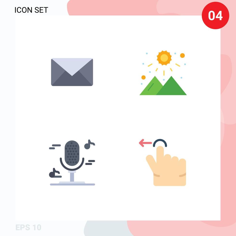 4 universell platt ikoner uppsättning för webb och mobil tillämpningar e-post mikrofon SMS väder finger redigerbar vektor design element
