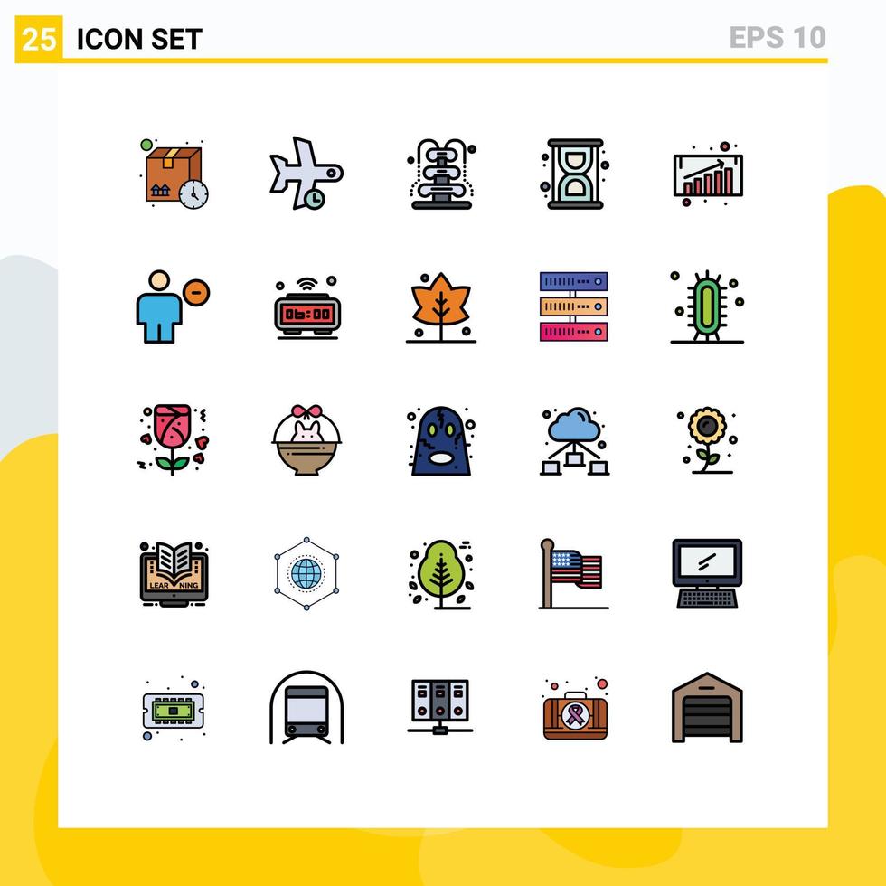 modern uppsättning av 25 fylld linje platt färger pictograph av Diagram produktivitet transport läser in vatten redigerbar vektor design element