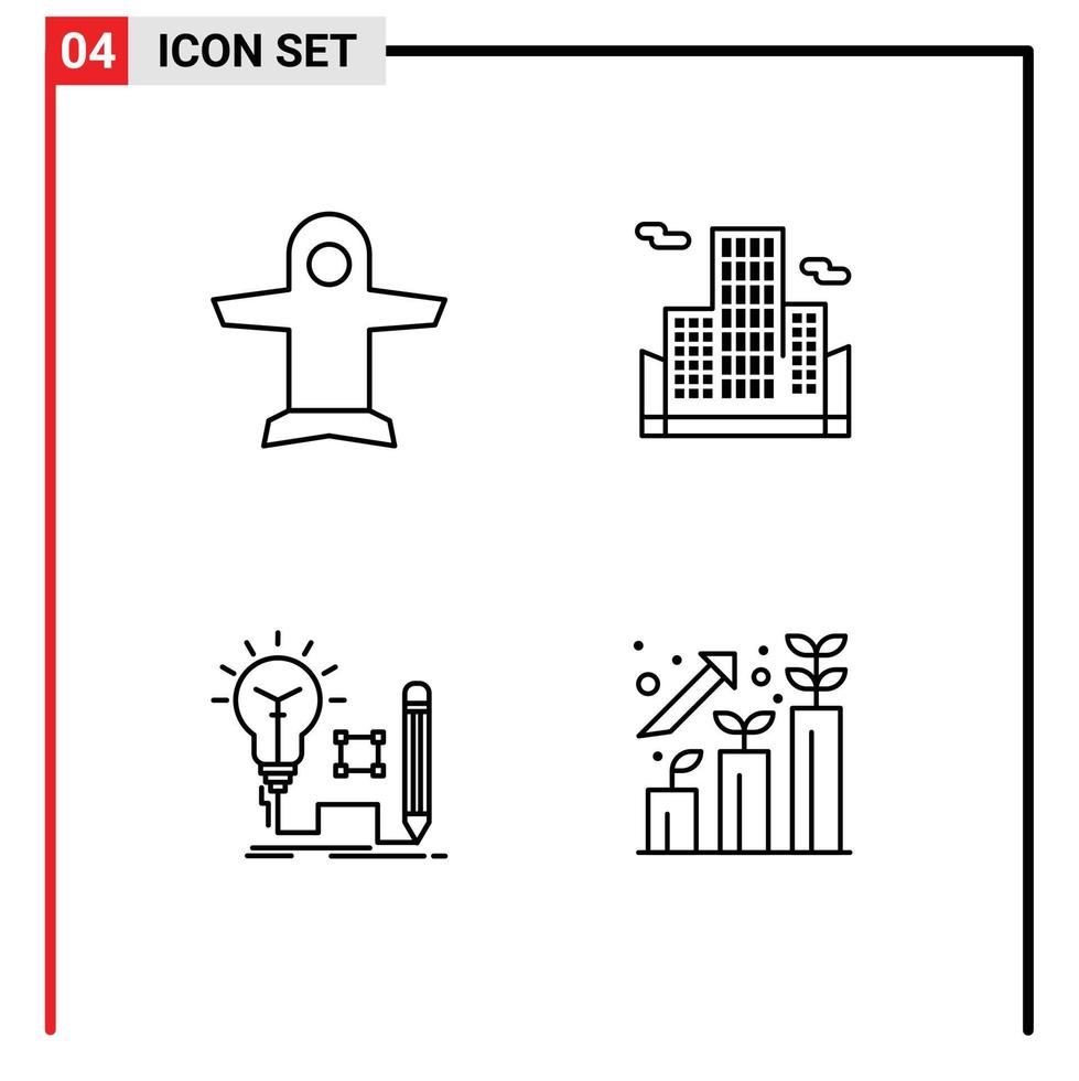 universell ikon symboler grupp av 4 modern fylld linje platt färger av plan nyckel fordon kontor glödlampa redigerbar vektor design element