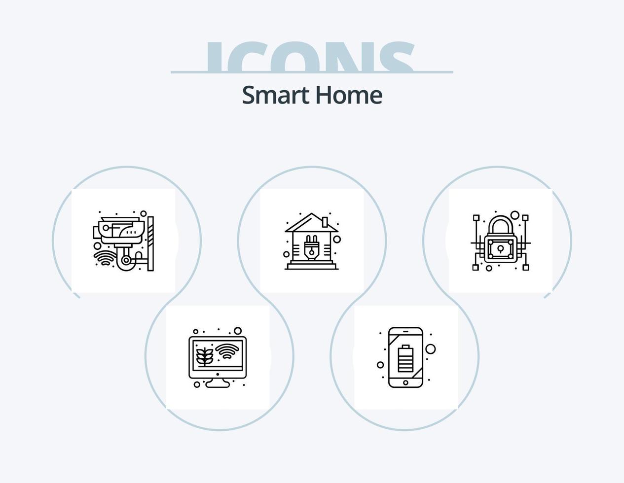 Smart-Home-Line-Icon-Pack 5 Icon-Design. Stecker. elektronisch. schlau. Elektrizität. Technologie vektor