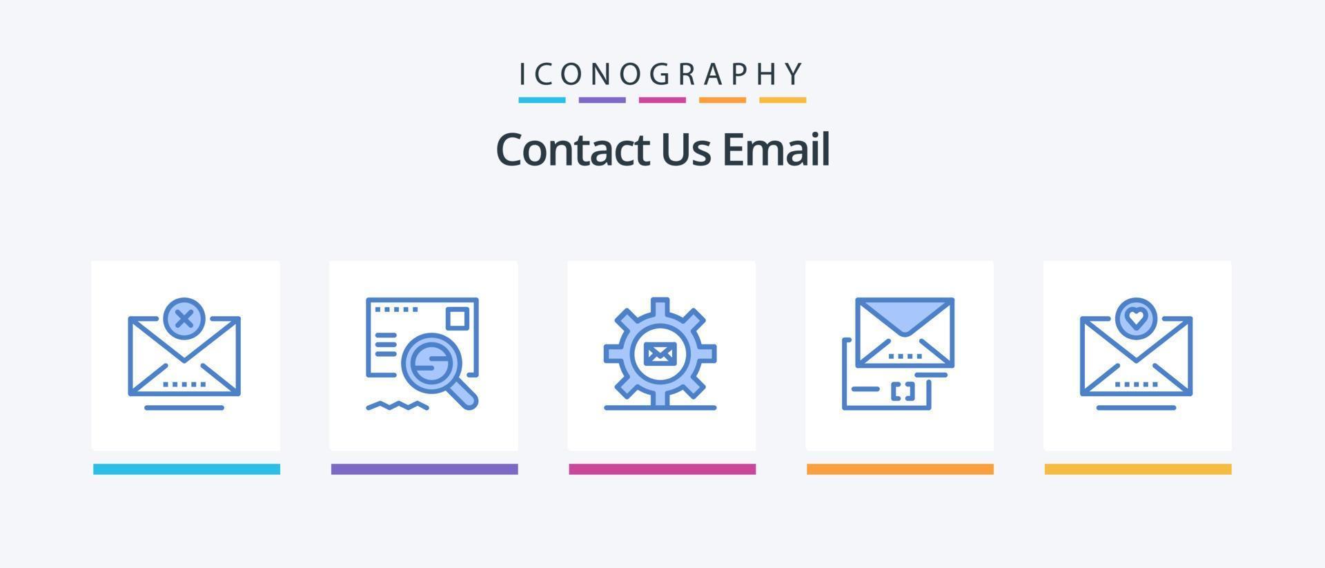 e-post blå 5 ikon packa Inklusive e-post. e-post. miljö. dokumentera. meddelande. kreativ ikoner design vektor