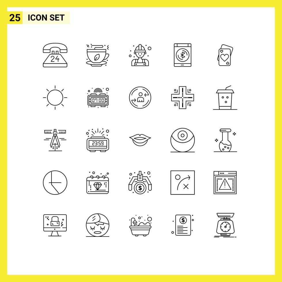 25 Zeilenpaket der Benutzeroberfläche mit modernen Zeichen und Symbolen von Kartendaten Lebensmittel verbinden Arbeiter editierbare Vektordesign-Elemente vektor