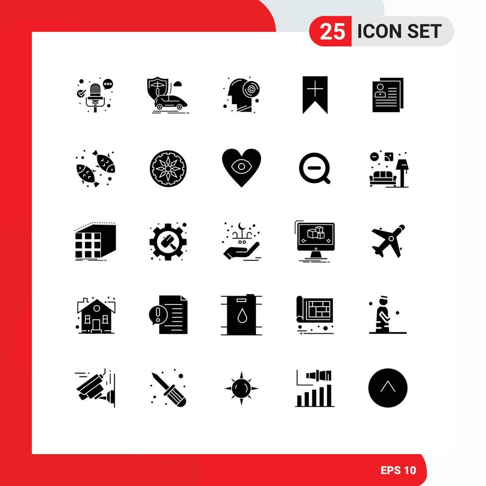 25 universelle solide Glyphenzeichen Symbole von bearbeitbaren Vektordesign-Elementen für Benutzer-Disc-Schnittstellen-Tags vektor