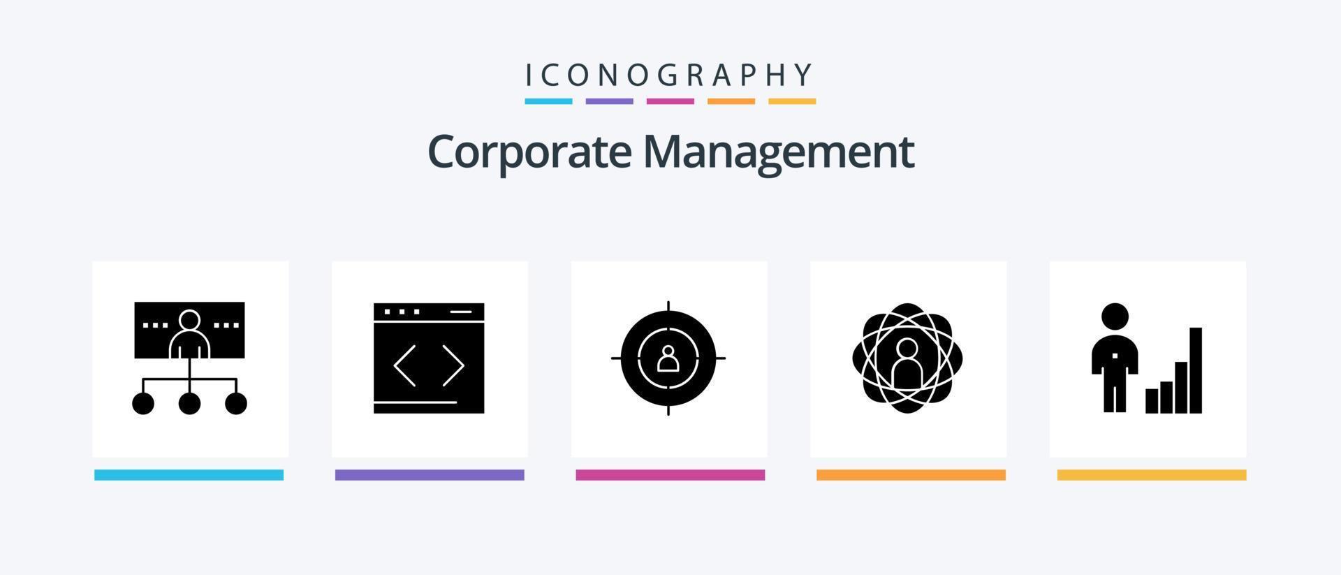 Corporate Management Glyphe 5 Icon Pack inklusive Forschung. Entwicklung. Webseite. Fähigkeiten. Person. kreatives Symboldesign vektor