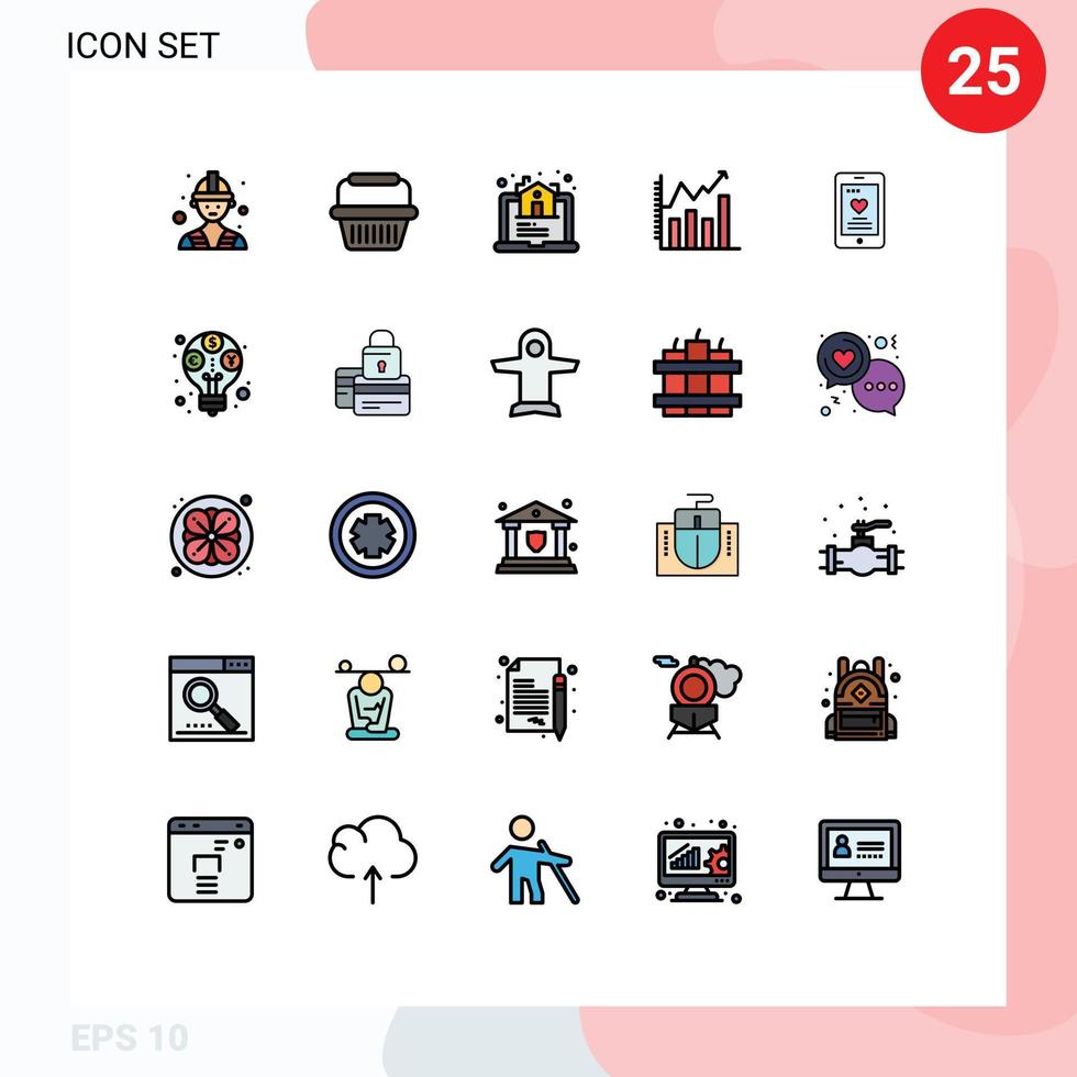 uppsättning av 25 modern ui ikoner symboler tecken för telefon cell hus Diagram analytisk redigerbar vektor design element