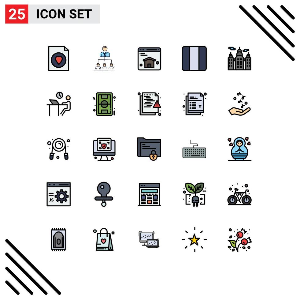 modern uppsättning av 25 fylld linje platt färger pictograph av hus byggnad browser layout rutnät redigerbar vektor design element